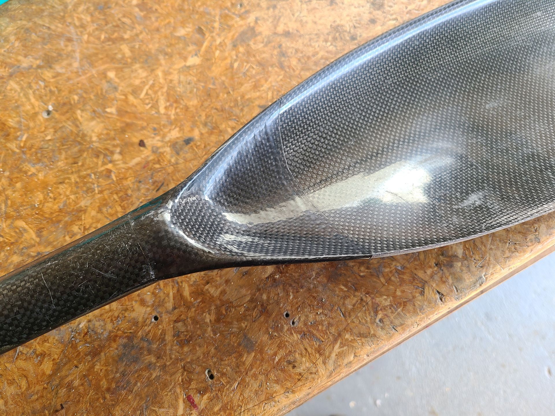 Repaired kayak paddle