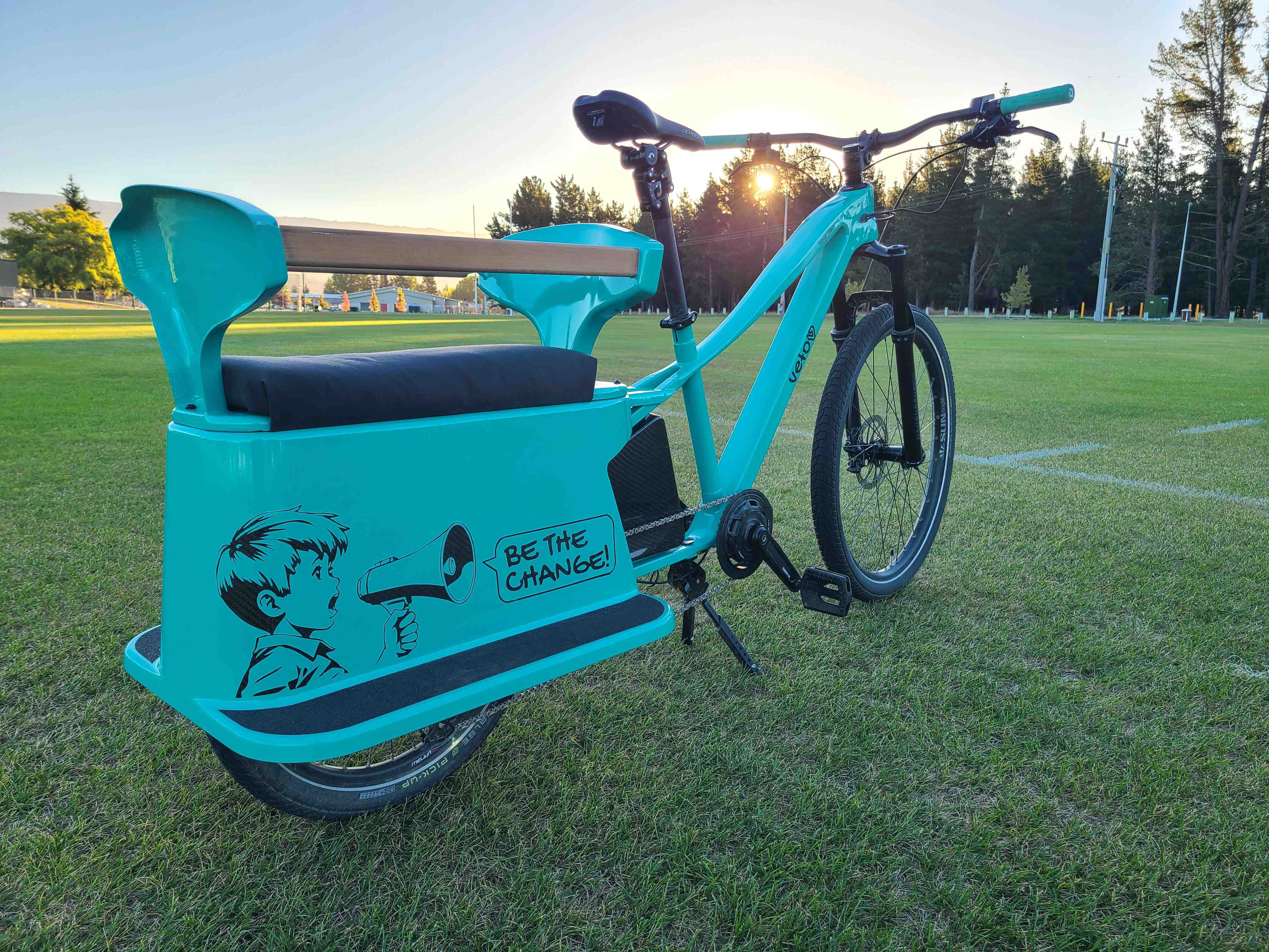Side view of custom electric cargo bike by Veto in New Zealand